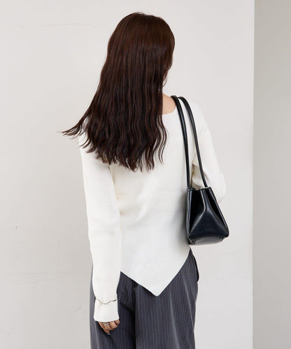 方領羅紋針織衫