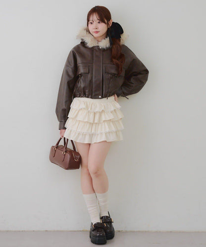 顯瘦造型最強外套【RMAF】連帽毛絨蝴蝶結飛行夾克