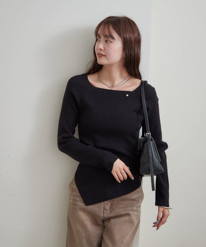 方領羅紋針織衫