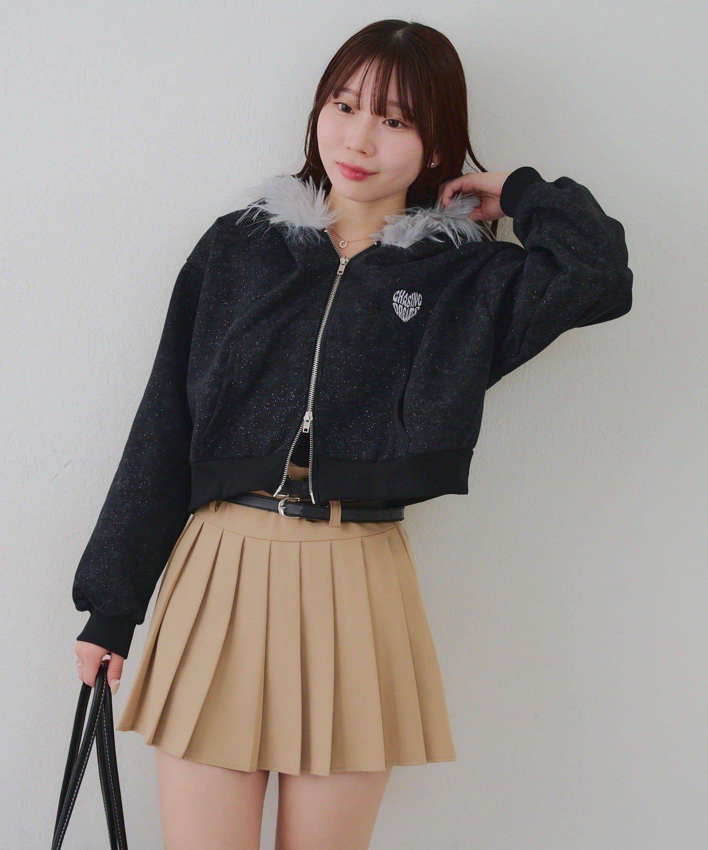 【RMAF】帶毛絨帽亮片連帽衫