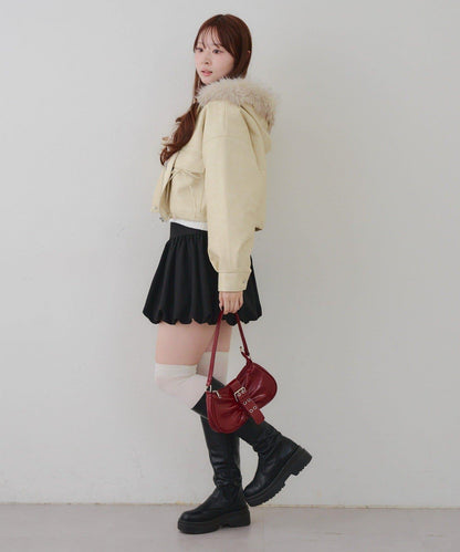 顯瘦造型最強外套【RMAF】連帽毛絨蝴蝶結飛行夾克