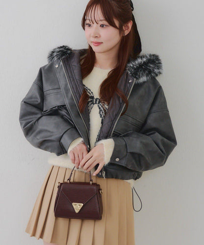 顯瘦造型最強外套【RMAF】連帽毛絨蝴蝶結飛行夾克