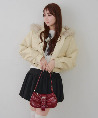 顯瘦造型最強外套【RMAF】連帽毛絨蝴蝶結飛行夾克