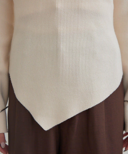 方領羅紋針織衫