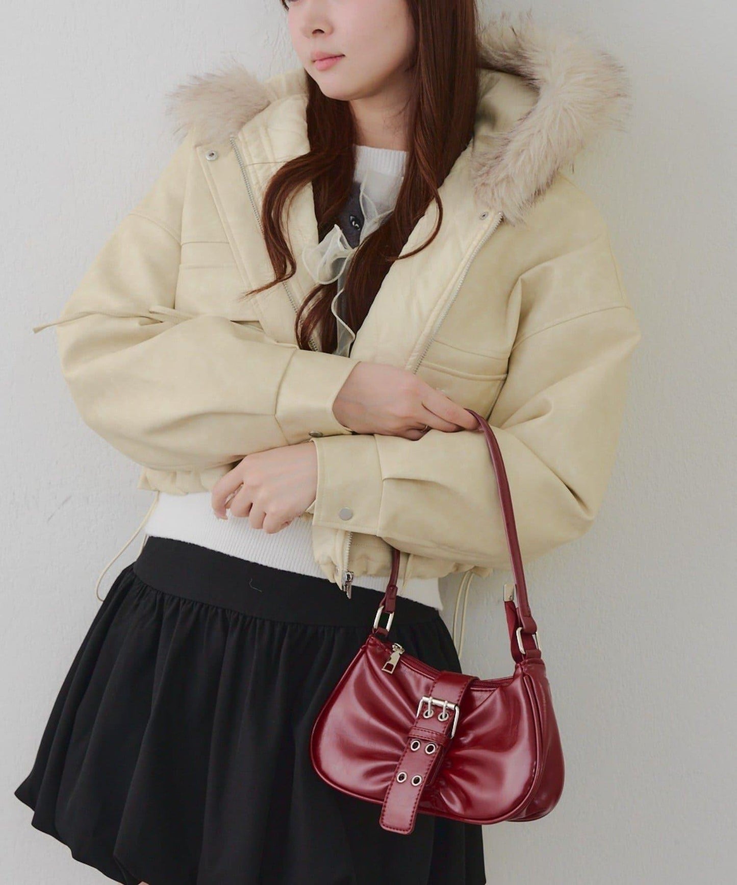 顯瘦造型最強外套【RMAF】連帽毛絨蝴蝶結飛行夾克