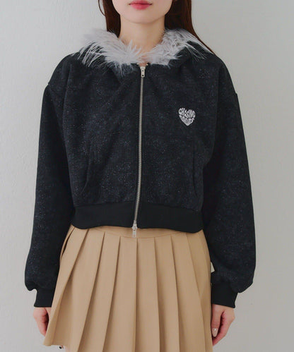 【RMAF】帶毛絨帽亮片連帽衫