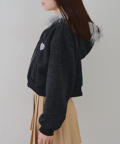 【RMAF】帶毛絨帽亮片連帽衫