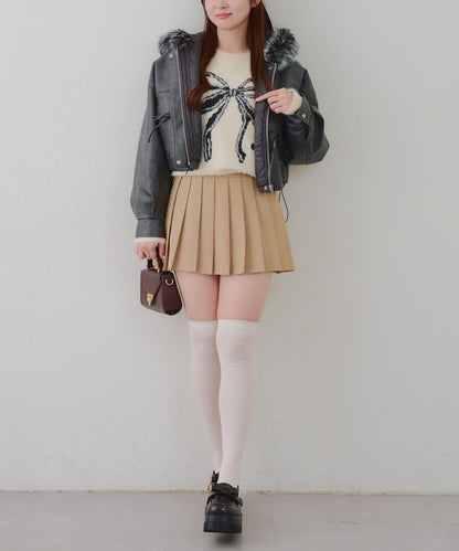 顯瘦造型最強外套【RMAF】連帽毛絨蝴蝶結飛行夾克