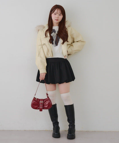 顯瘦造型最強外套【RMAF】連帽毛絨蝴蝶結飛行夾克