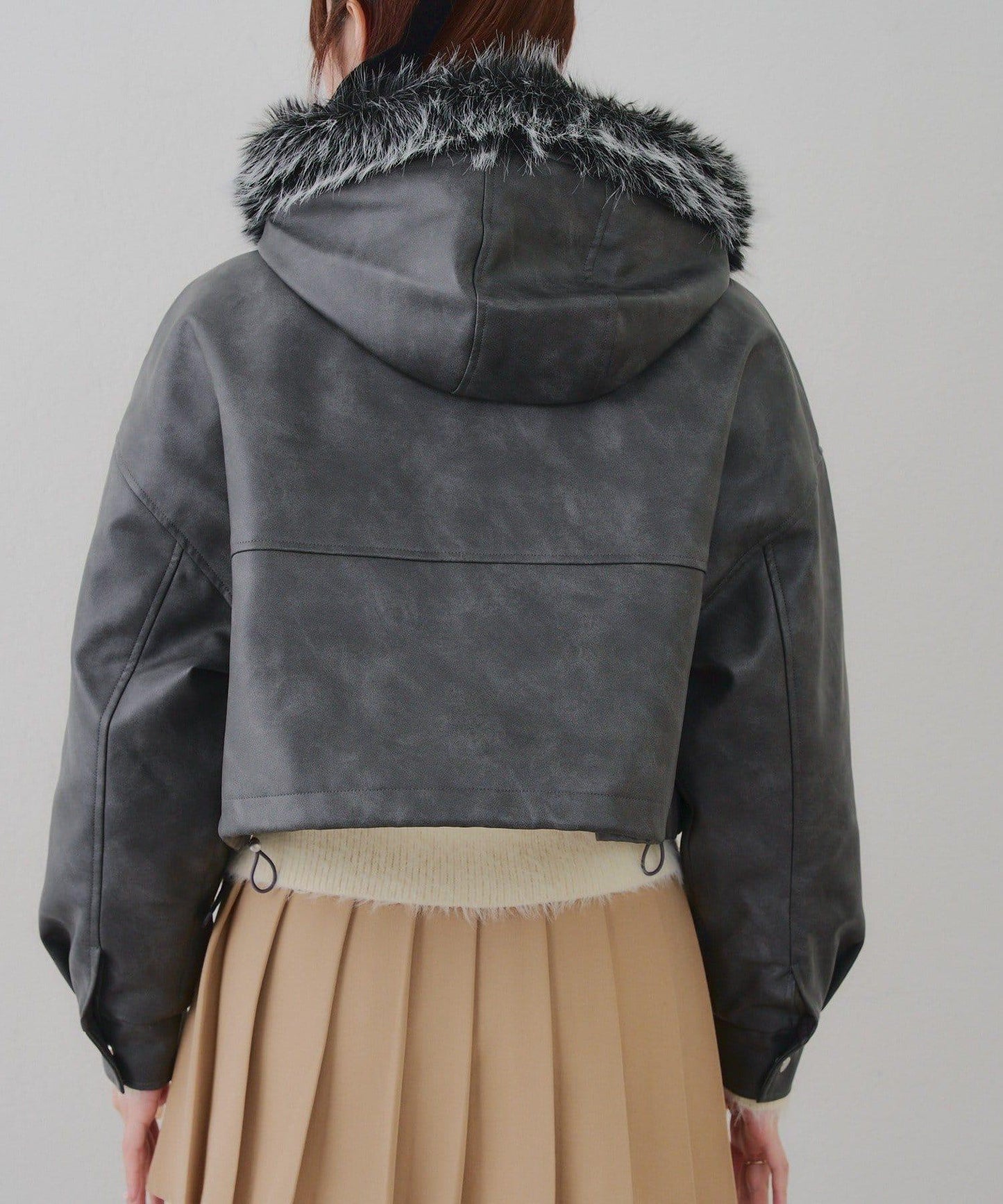 顯瘦造型最強外套【RMAF】連帽毛絨蝴蝶結飛行夾克