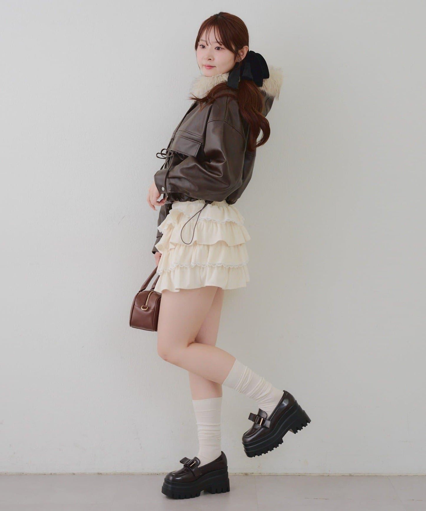 顯瘦造型最強外套【RMAF】連帽毛絨蝴蝶結飛行夾克