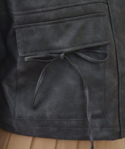 顯瘦造型最強外套【RMAF】連帽毛絨蝴蝶結飛行夾克