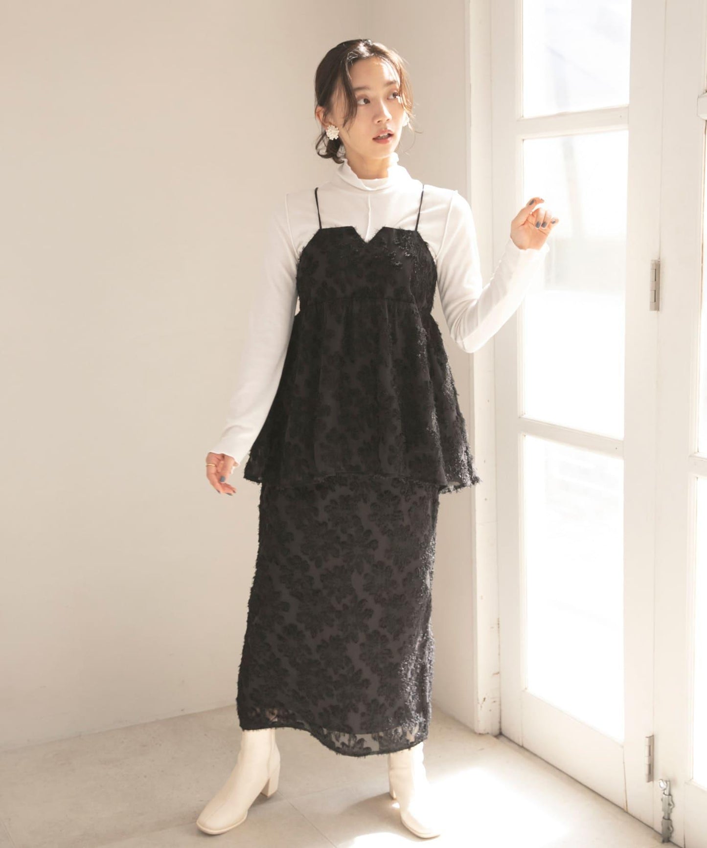 花卉提花直筒裙