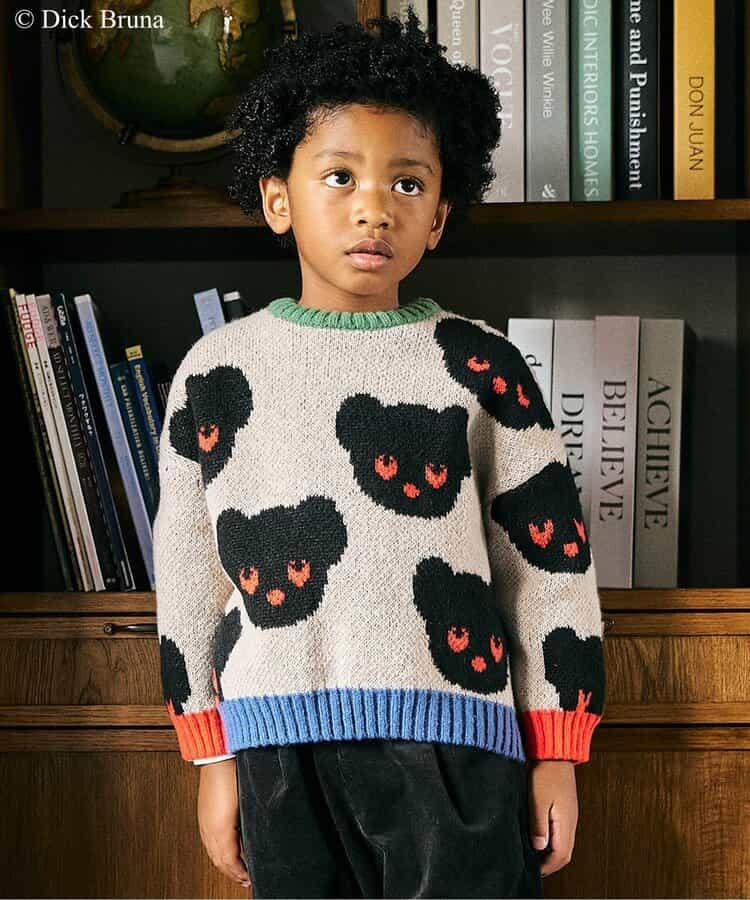 黑熊圖案針織套頭衫_可機洗