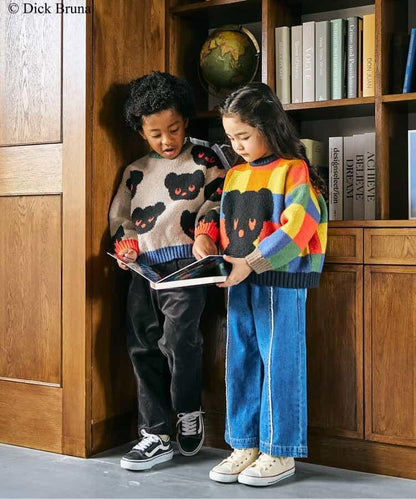 黑熊圖案針織套頭衫_可機洗