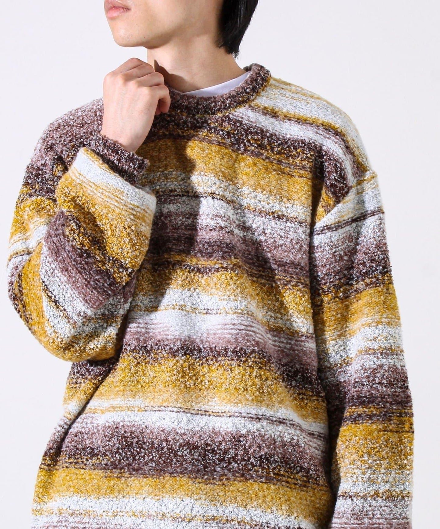 【蓬鬆立體感】漸變花呢套頭衫