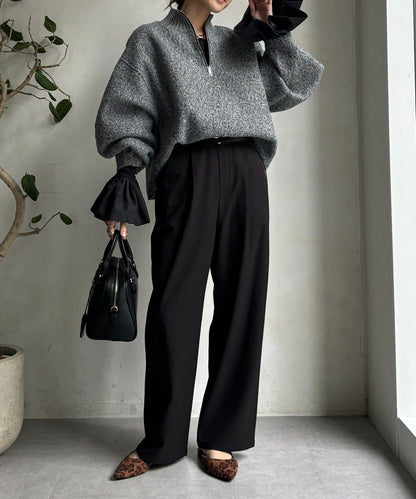 泡泡袖羅紋上衣