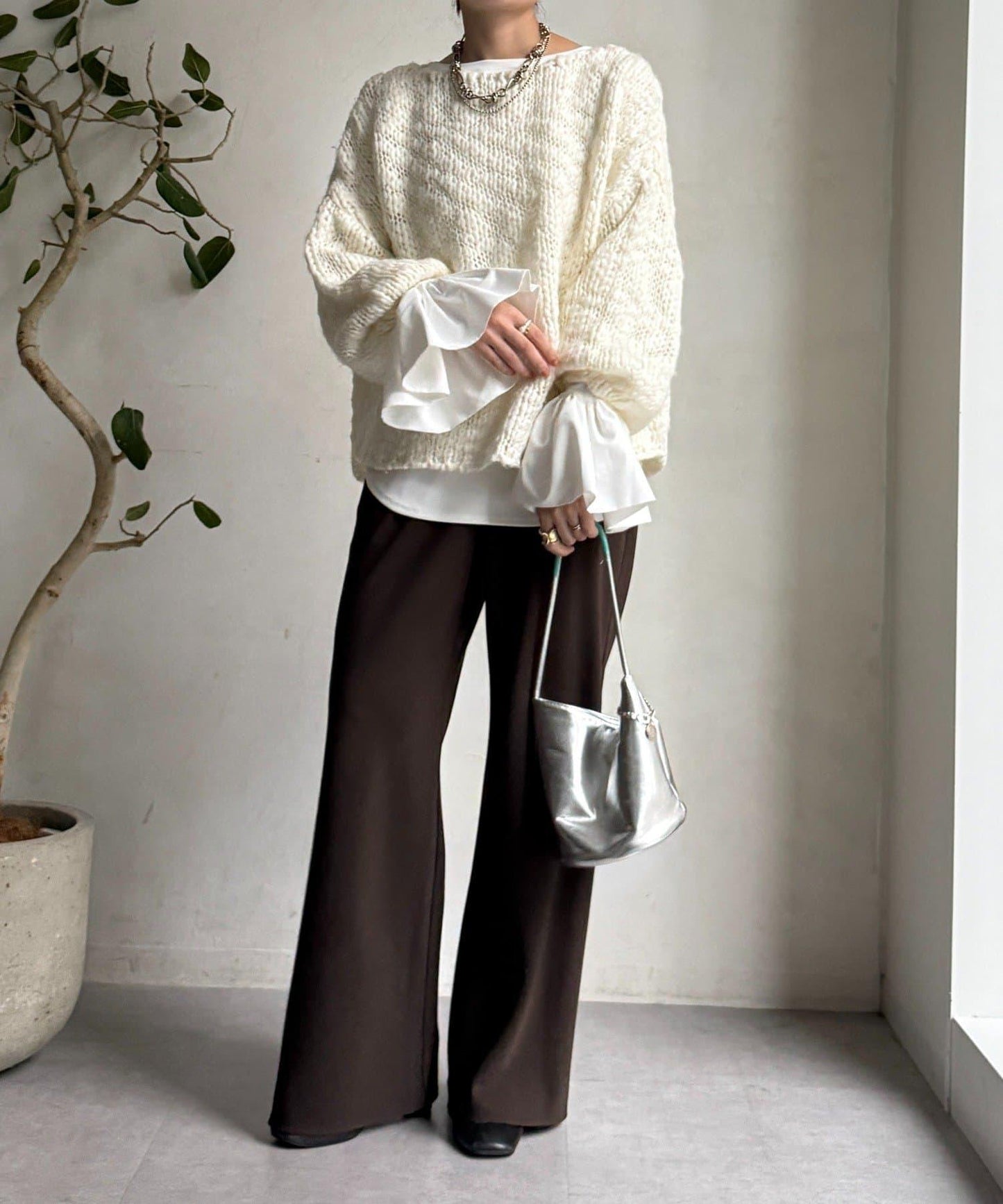 泡泡袖羅紋上衣