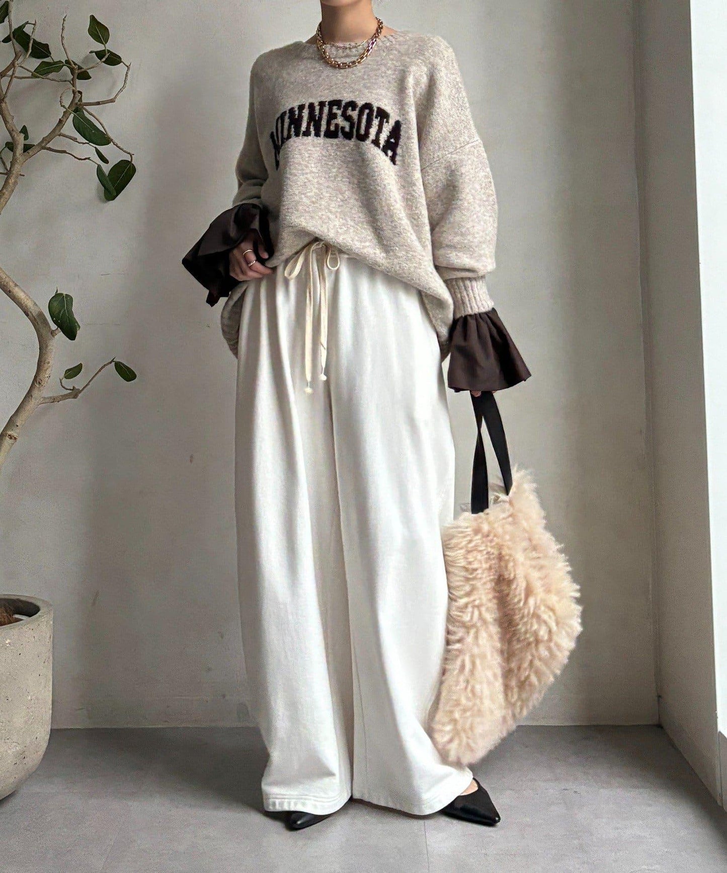 泡泡袖羅紋上衣