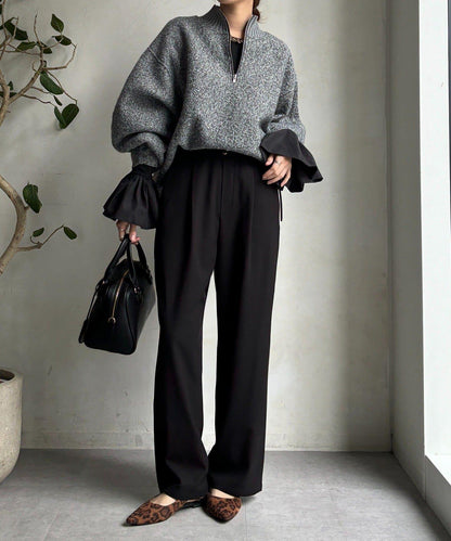 泡泡袖羅紋上衣