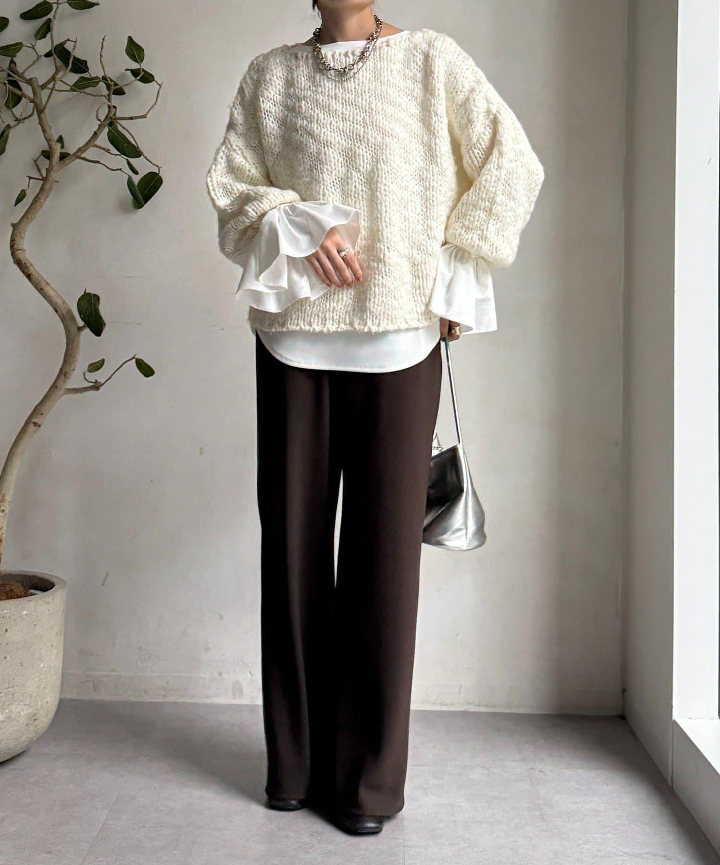 泡泡袖羅紋上衣