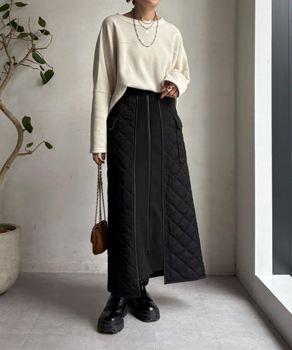 拼接絎縫半身裙