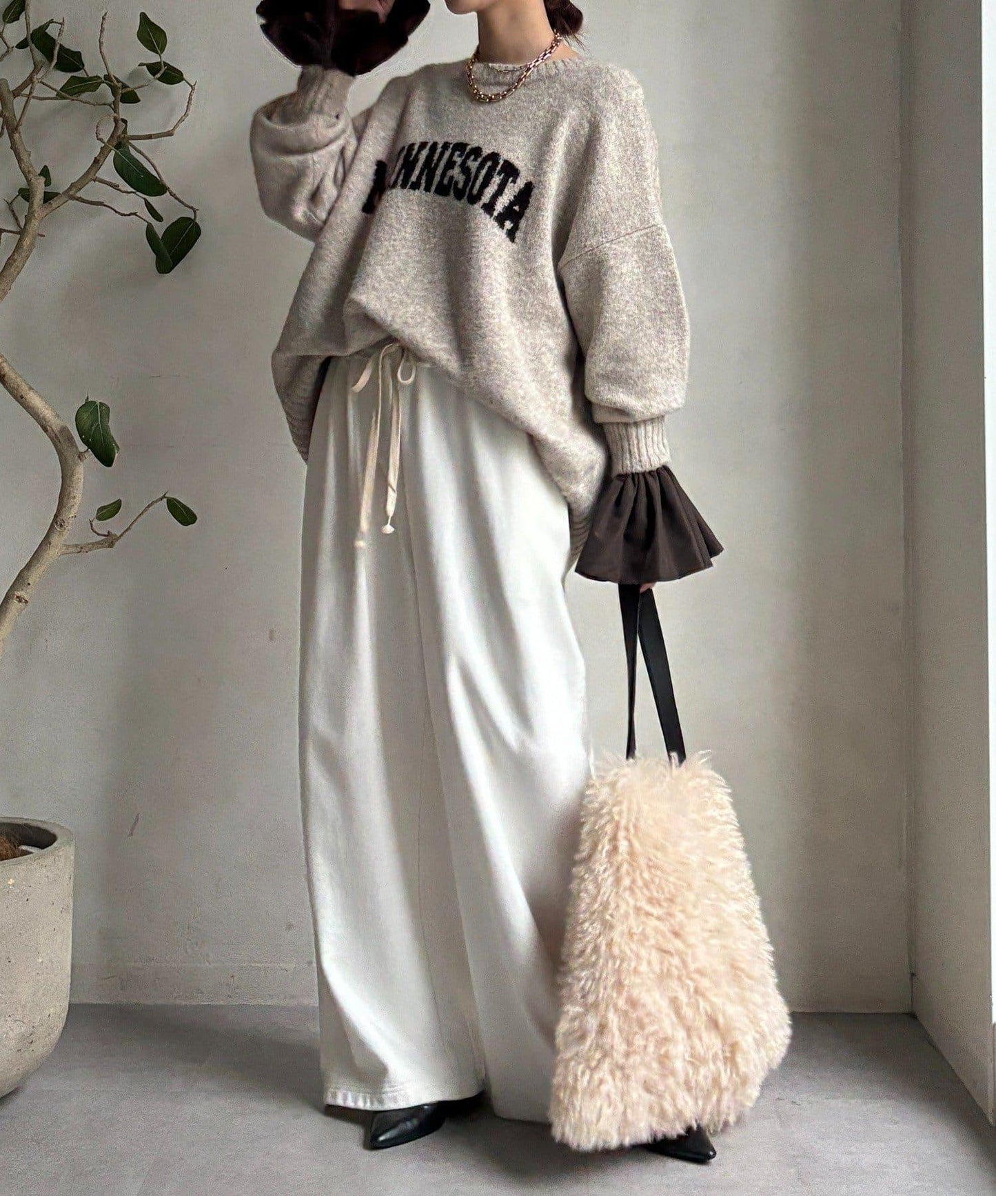 泡泡袖羅紋上衣