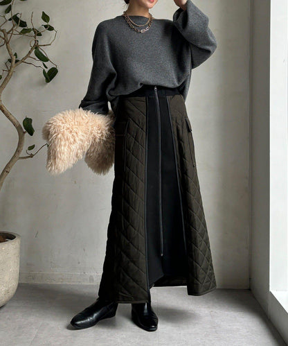 拼接絎縫半身裙