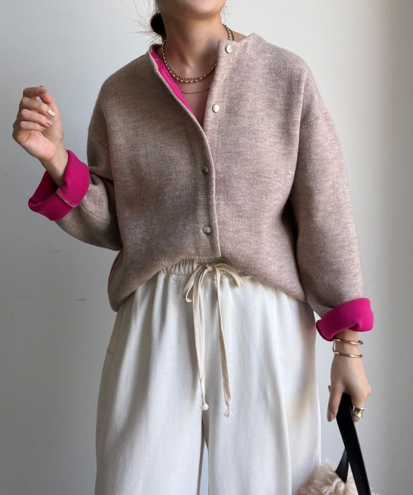 雙面針織短款大衣