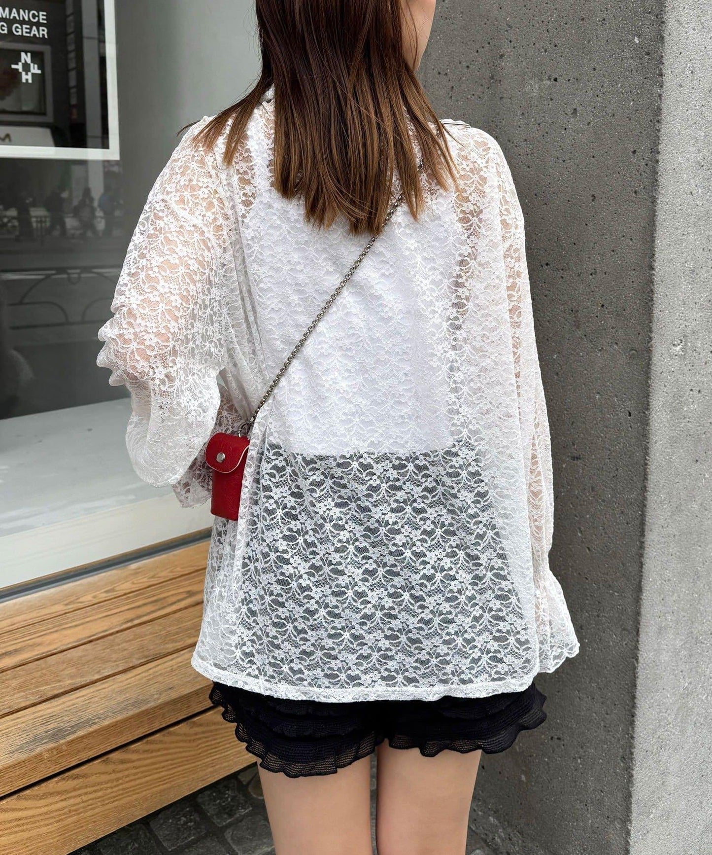 帶領蕾絲蝴蝶結開衫