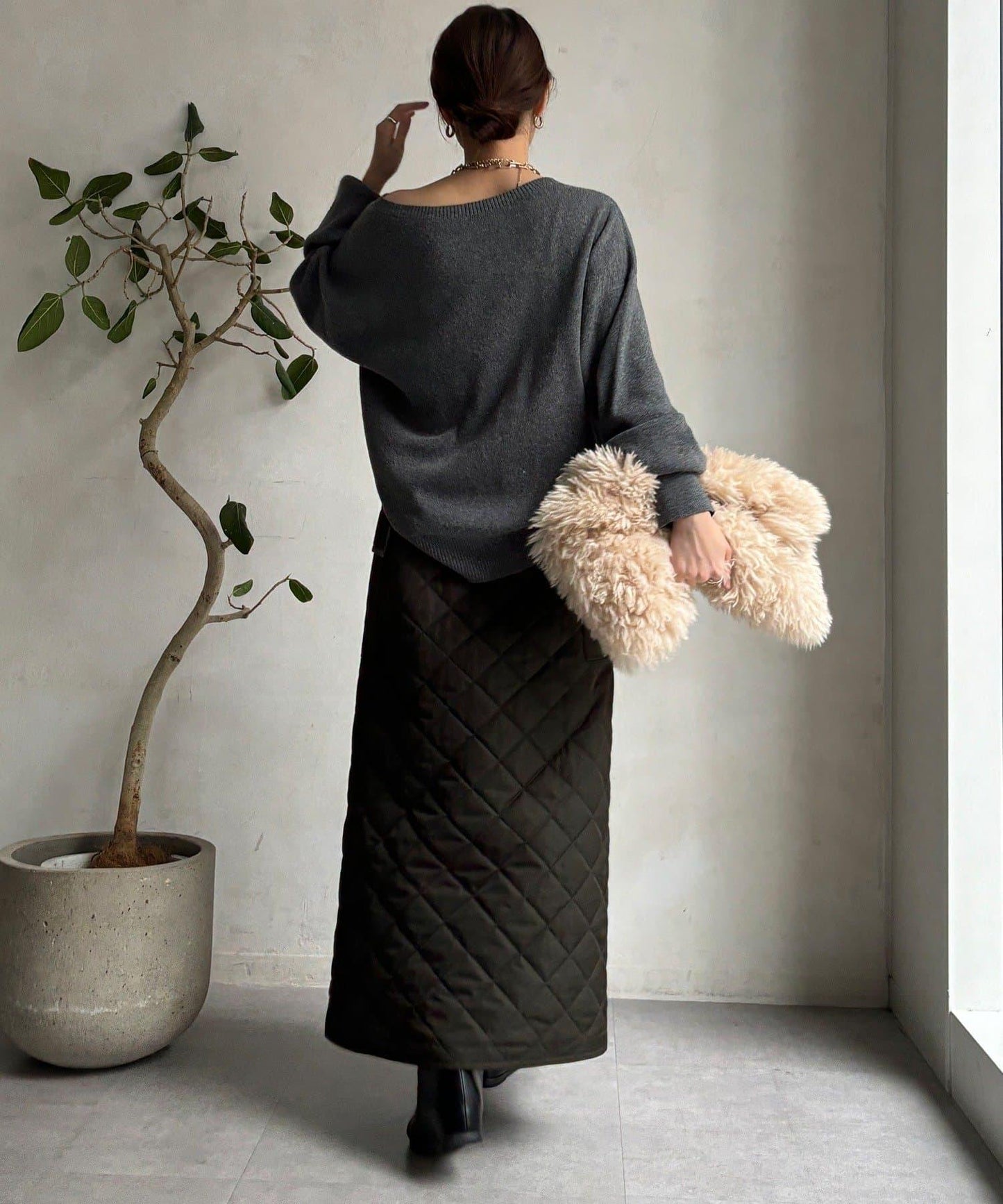 拼接絎縫半身裙