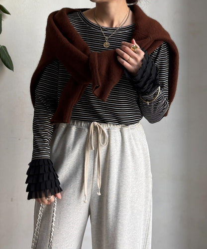 袖部荷葉邊上衣