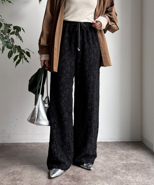 磨毛蕾絲休閒褲