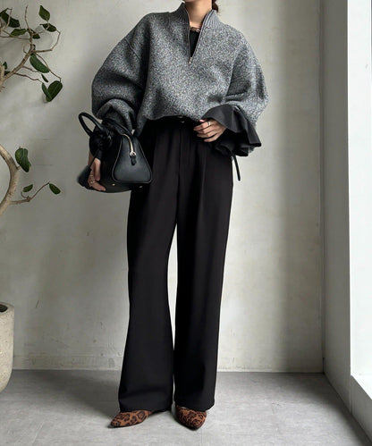 泡泡袖羅紋上衣