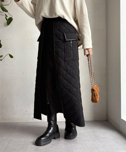 拼接絎縫半身裙