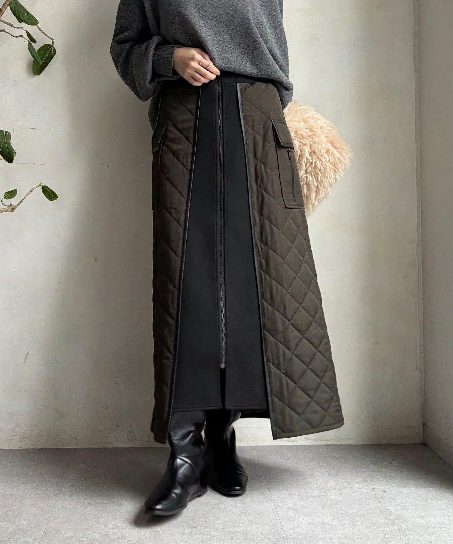 拼接絎縫半身裙