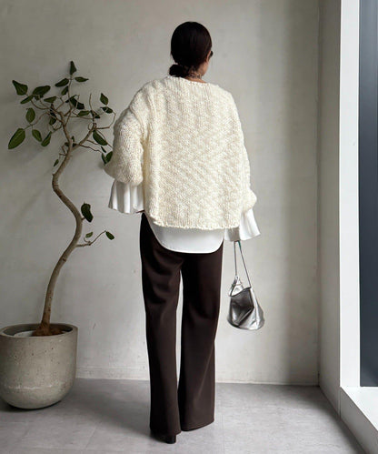 泡泡袖羅紋上衣