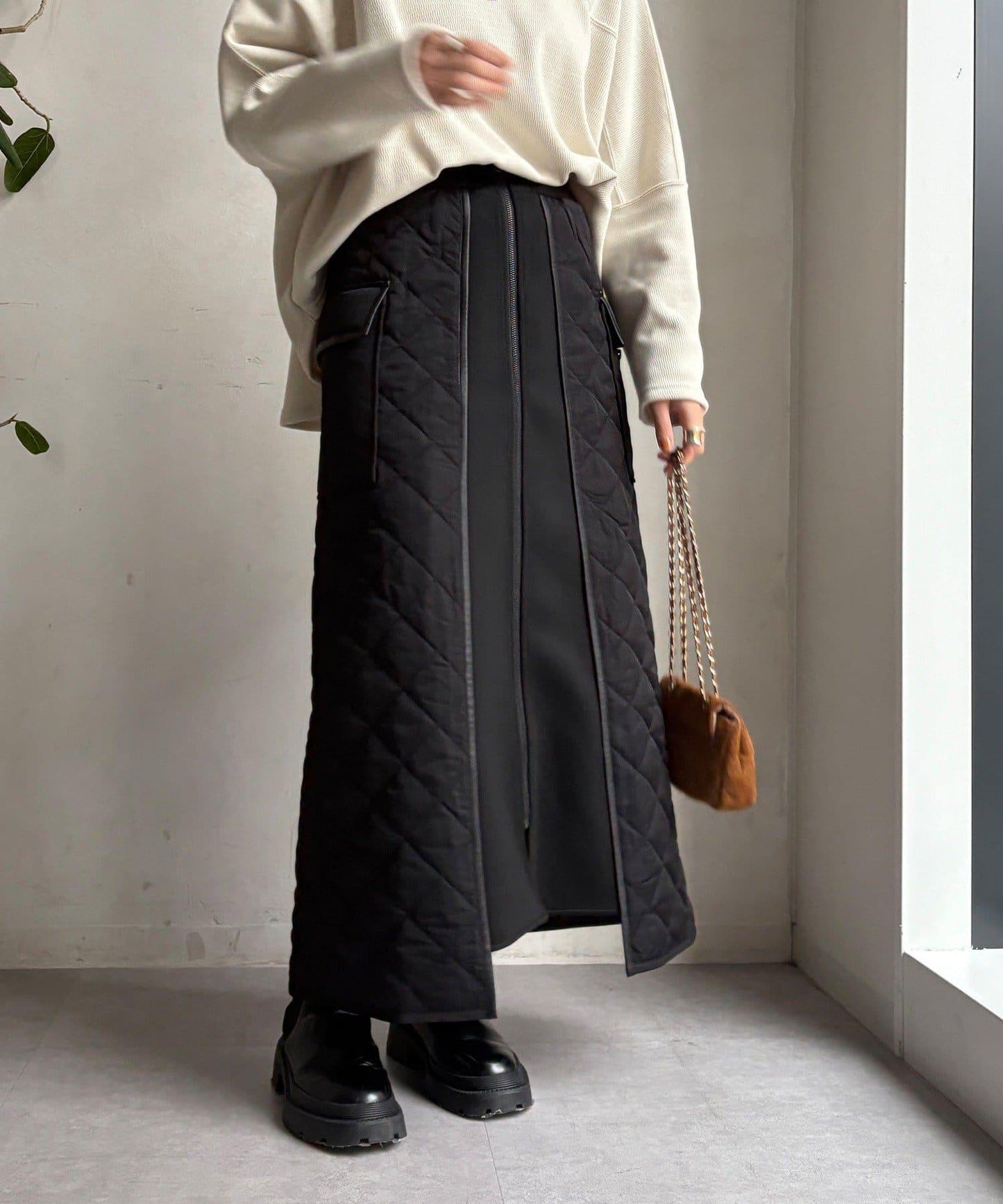 拼接絎縫半身裙