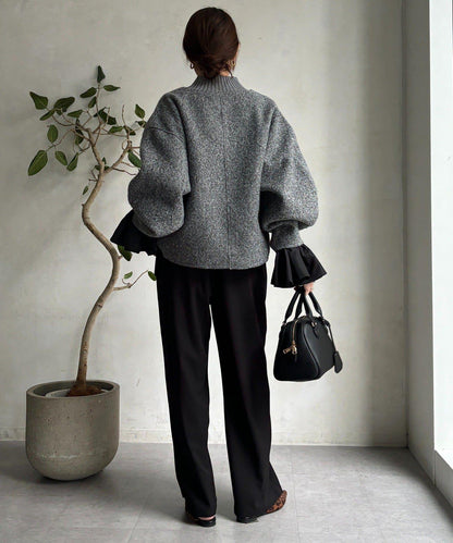 泡泡袖羅紋上衣