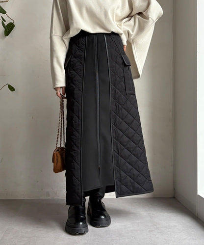 拼接絎縫半身裙