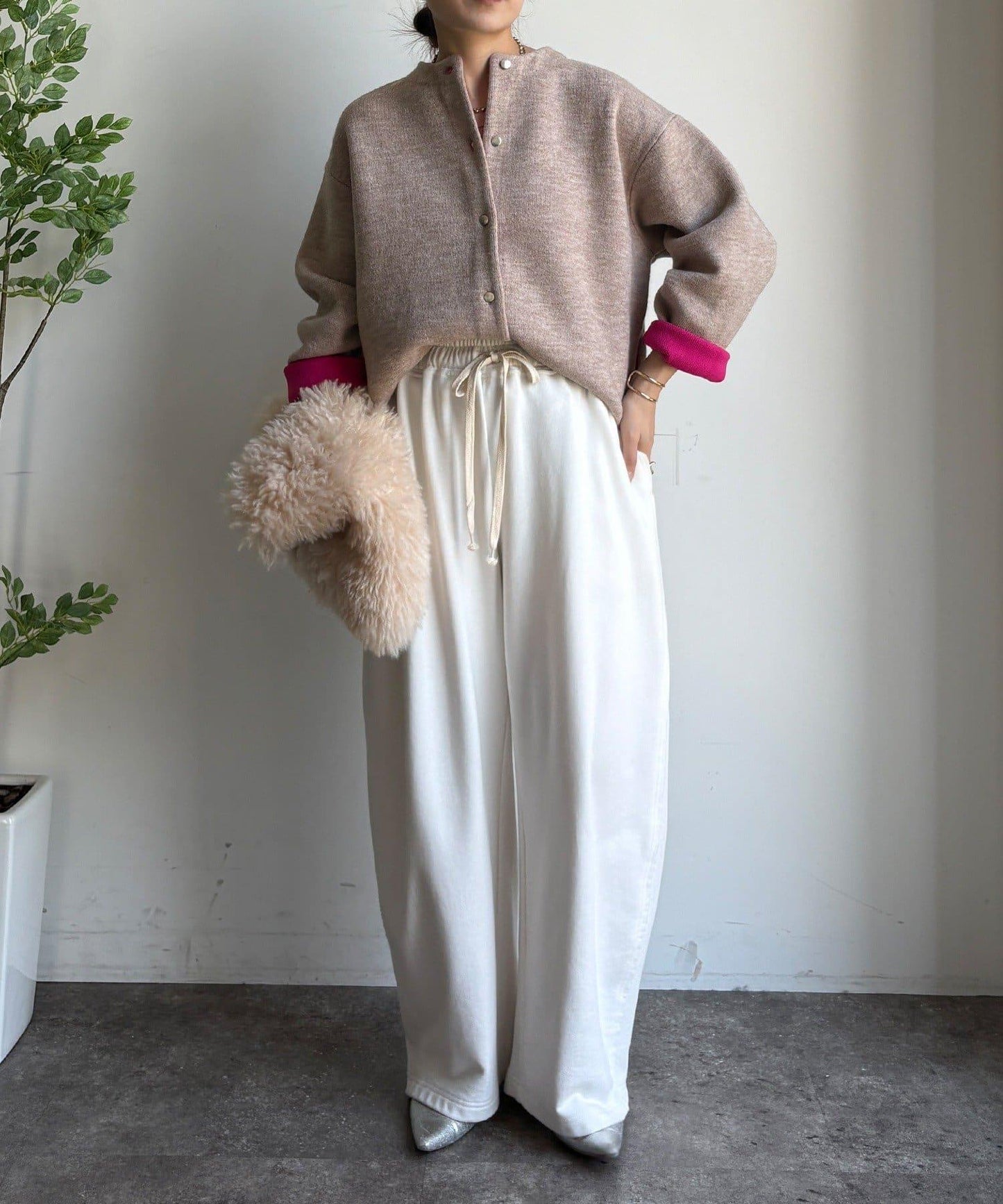 雙面針織短款大衣