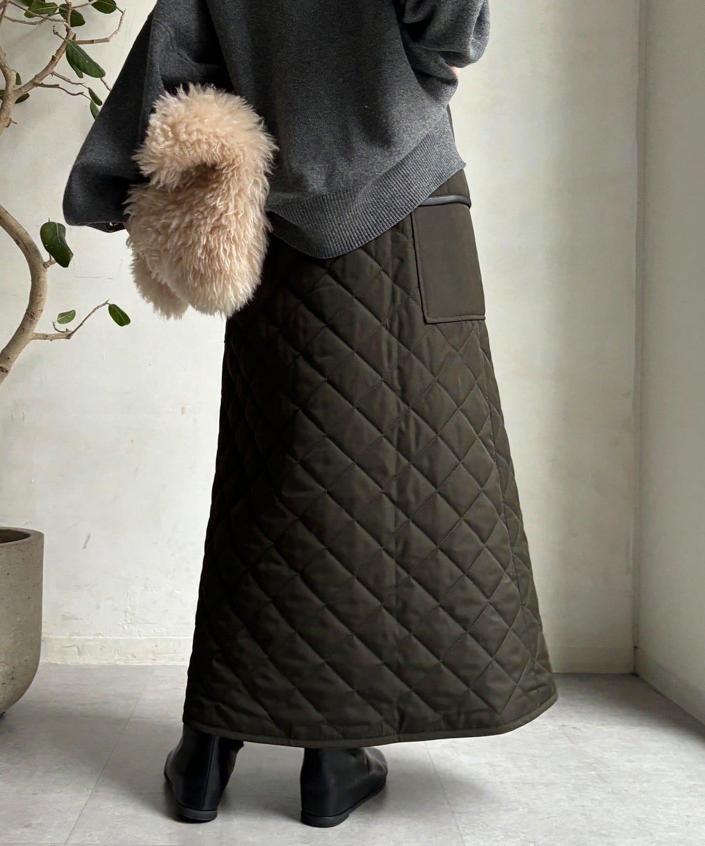 拼接絎縫半身裙