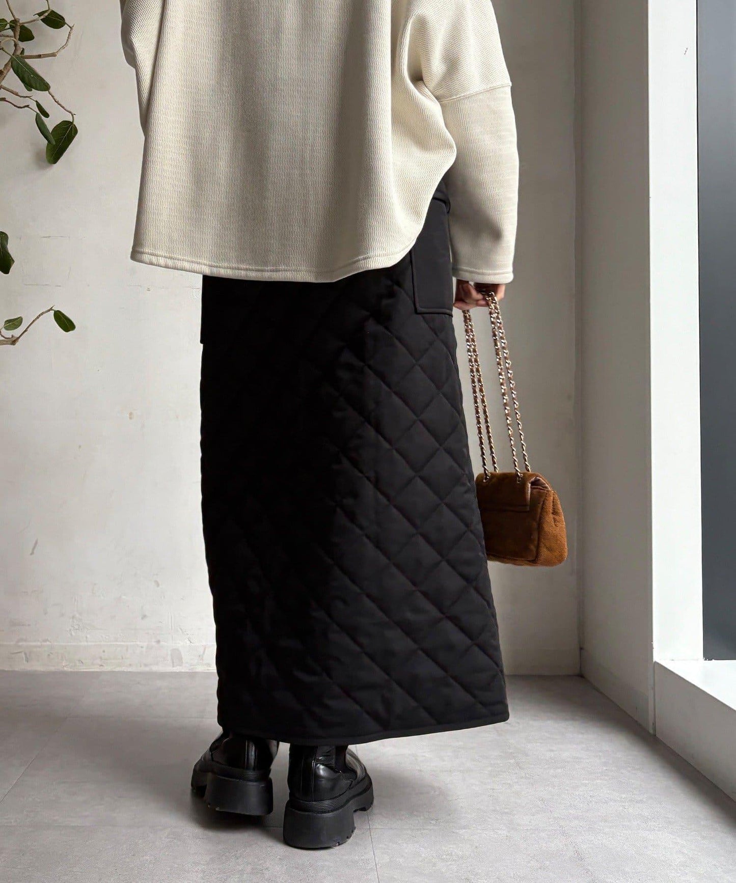 拼接絎縫半身裙