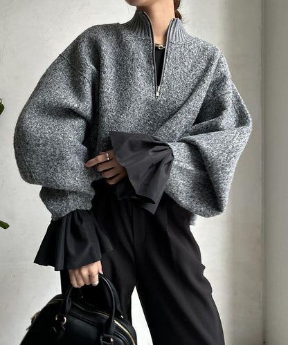 泡泡袖羅紋上衣