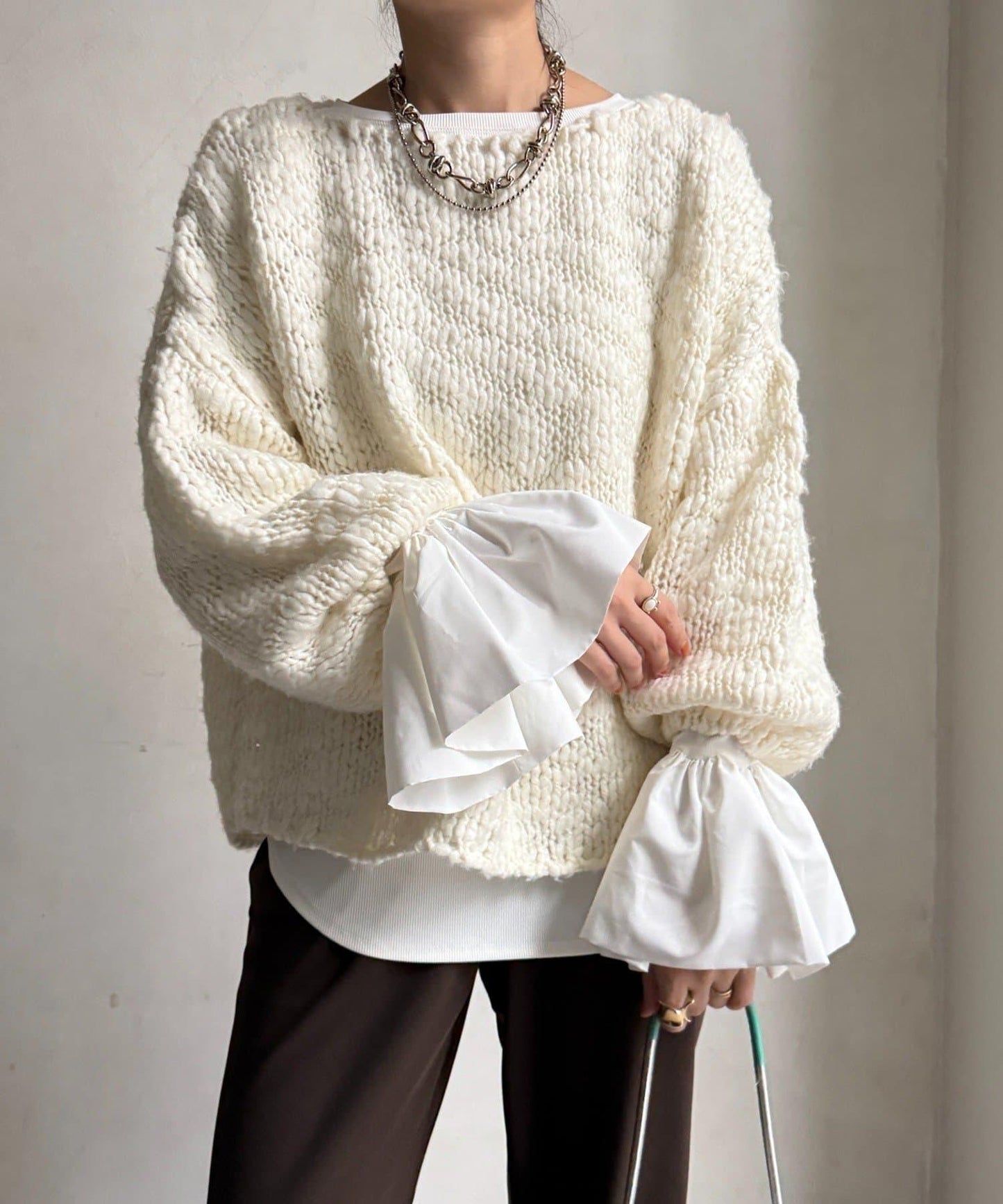 泡泡袖羅紋上衣