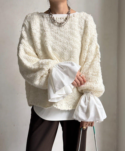 泡泡袖羅紋上衣