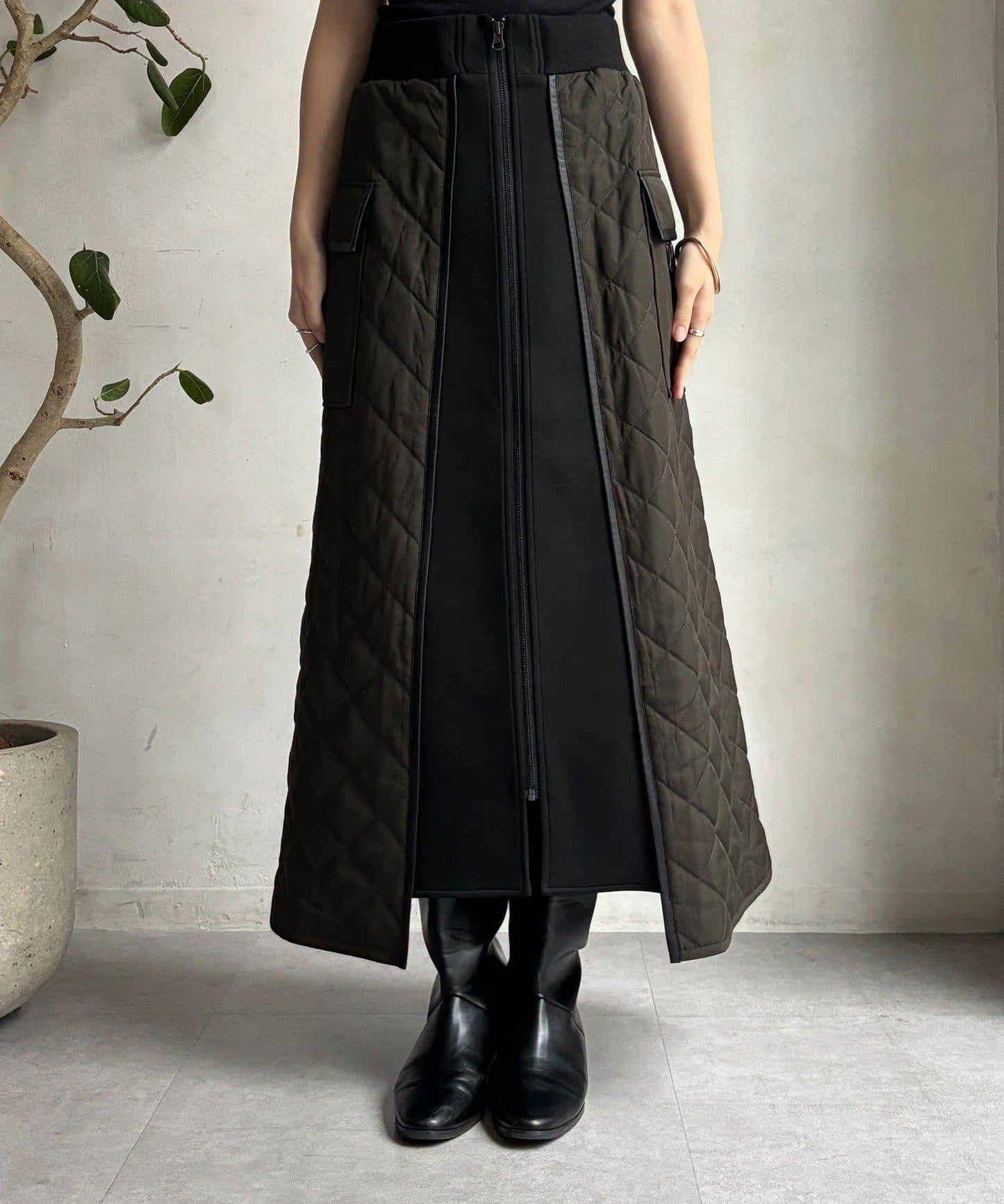 拼接絎縫半身裙