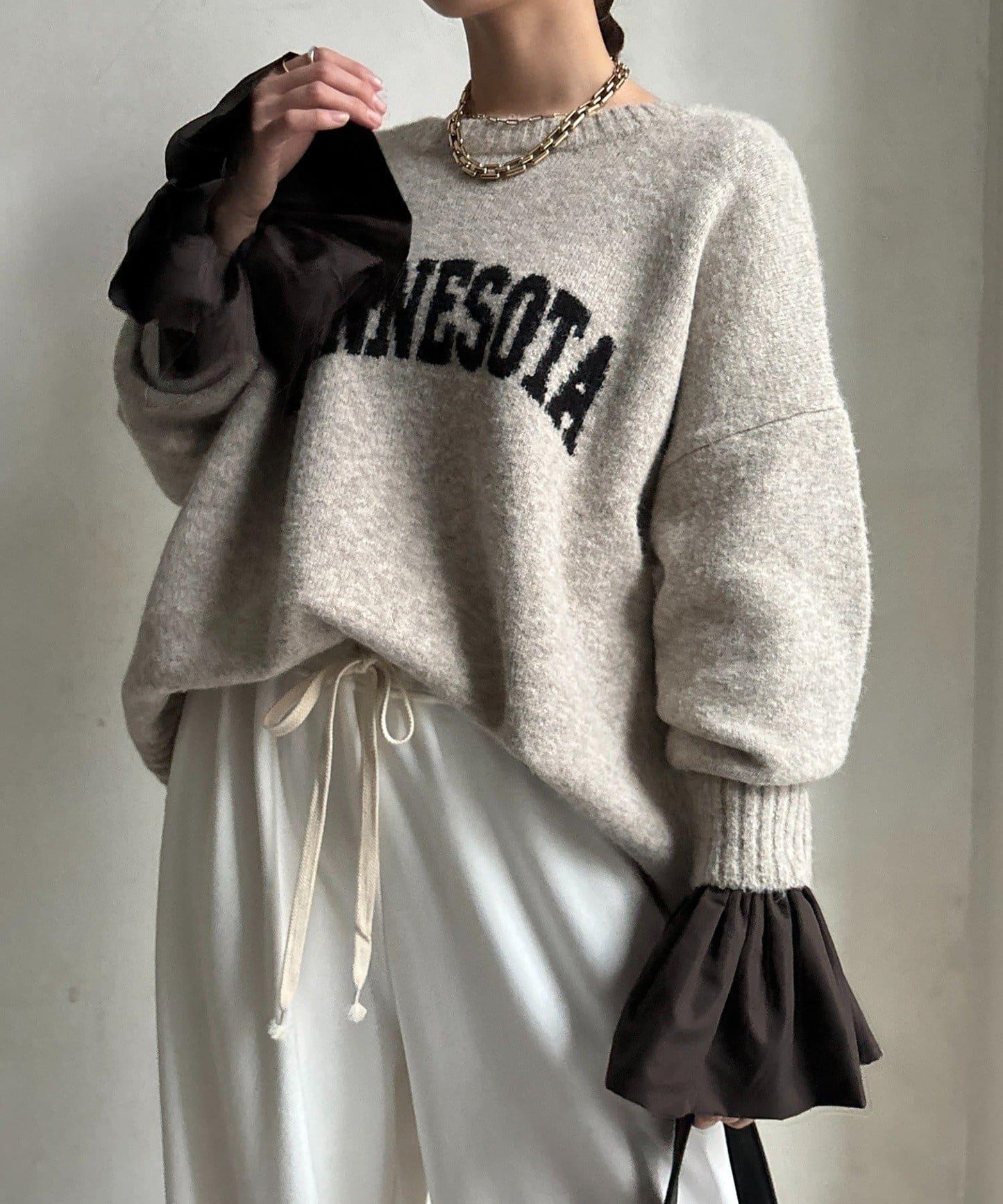 泡泡袖羅紋上衣