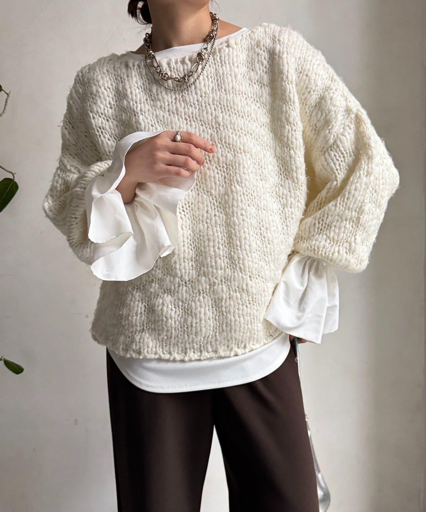 泡泡袖羅紋上衣