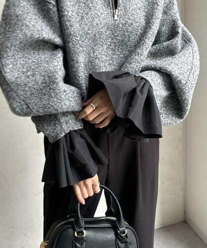 泡泡袖羅紋上衣